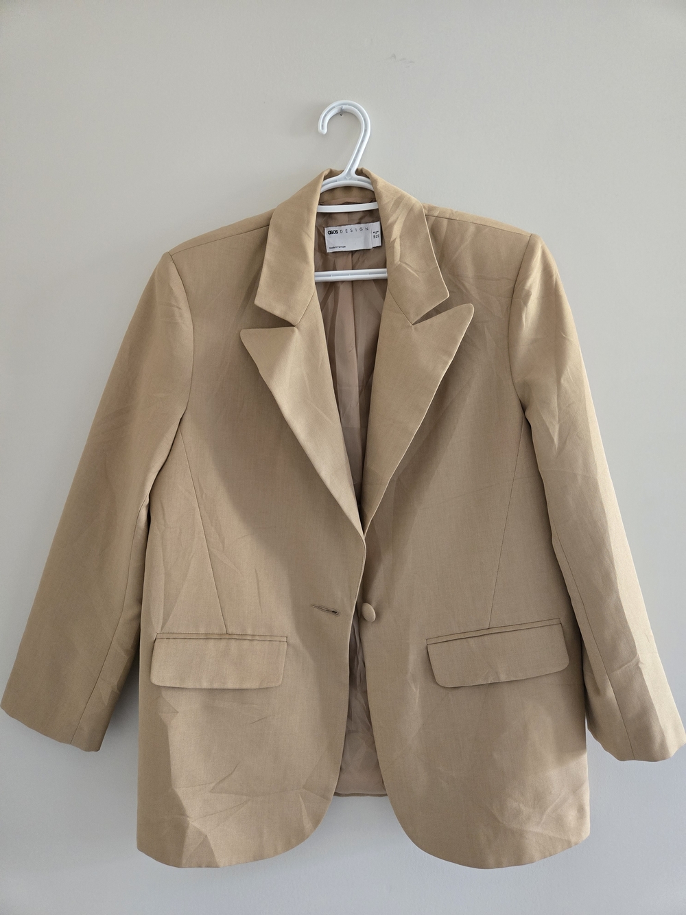 ASOS neutral tan single-button tailored blazer